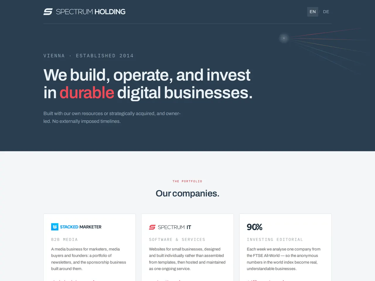 The new Spectrum Holding website.