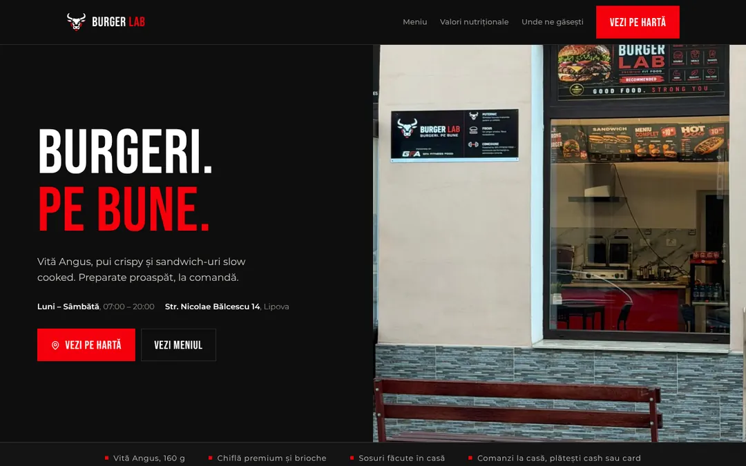 Burger Lab website before the change