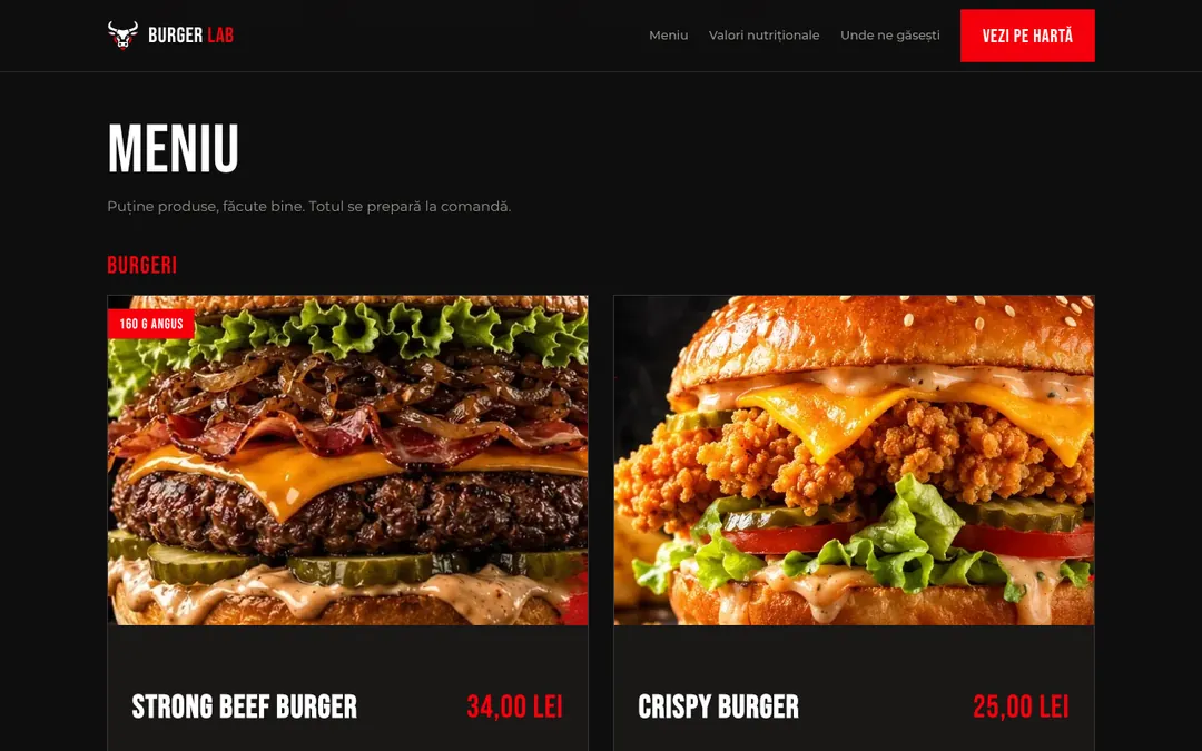 Burger Lab website before the change