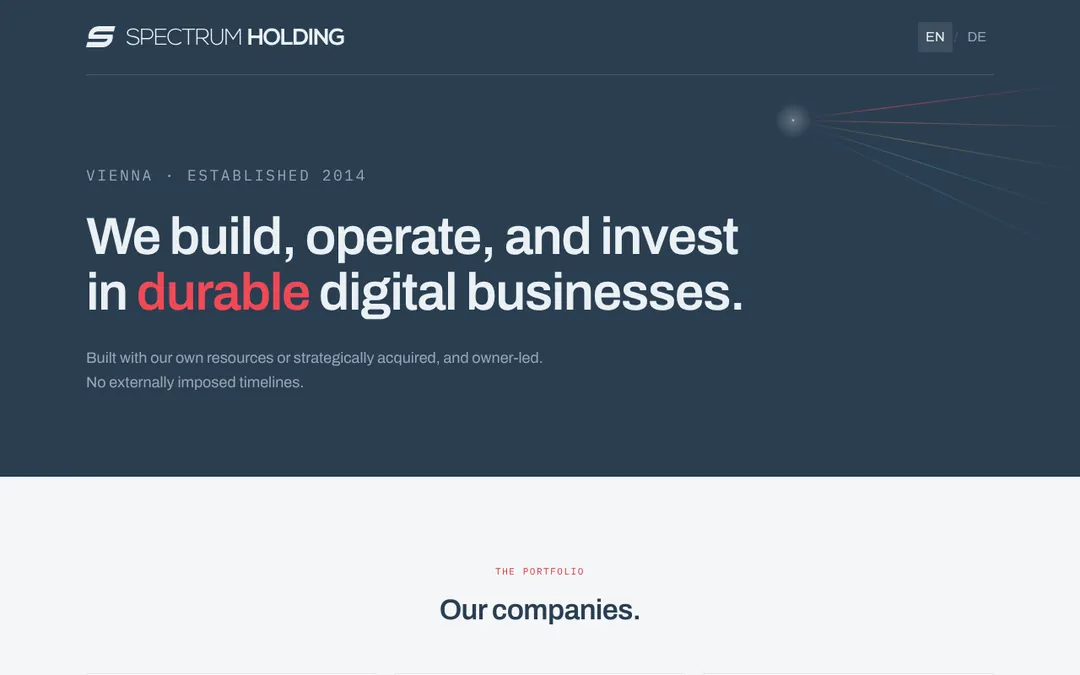 Spectrum Holding website before the change
