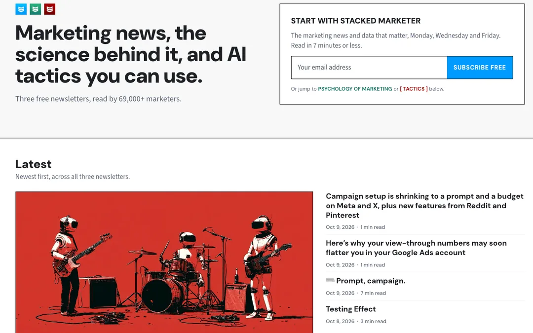 STACKED MARKETER website before the change